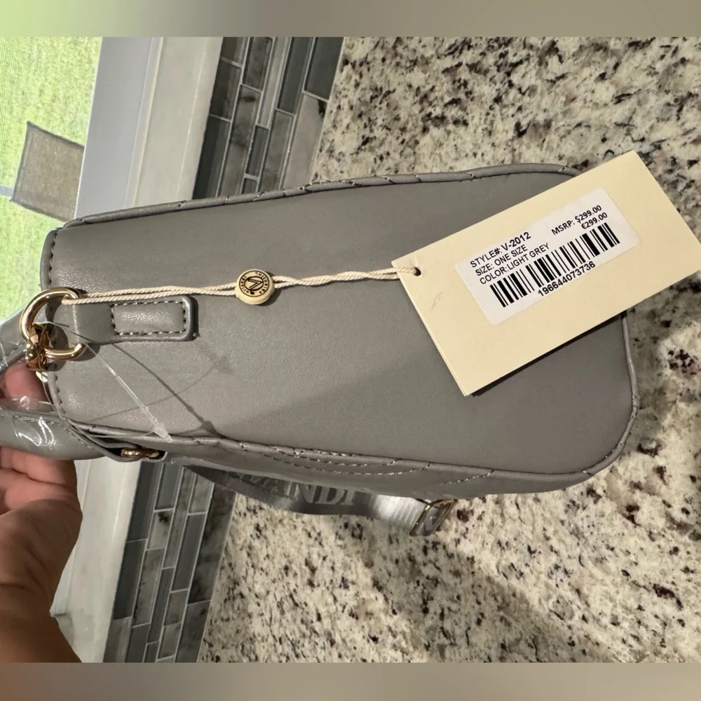 New VALENTINO ORLANDI TOTE BAG WITH PENDANT LIGHT GREY w/Guitar strap - Picture 4 of 14